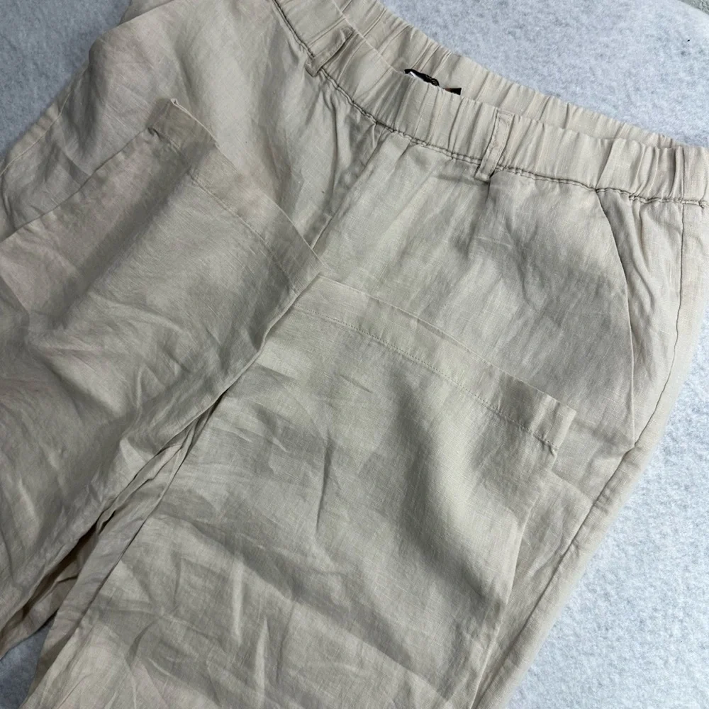 Quince 100% European Linen Tapered Ankle Pants In Sand Size Large NEW NWT